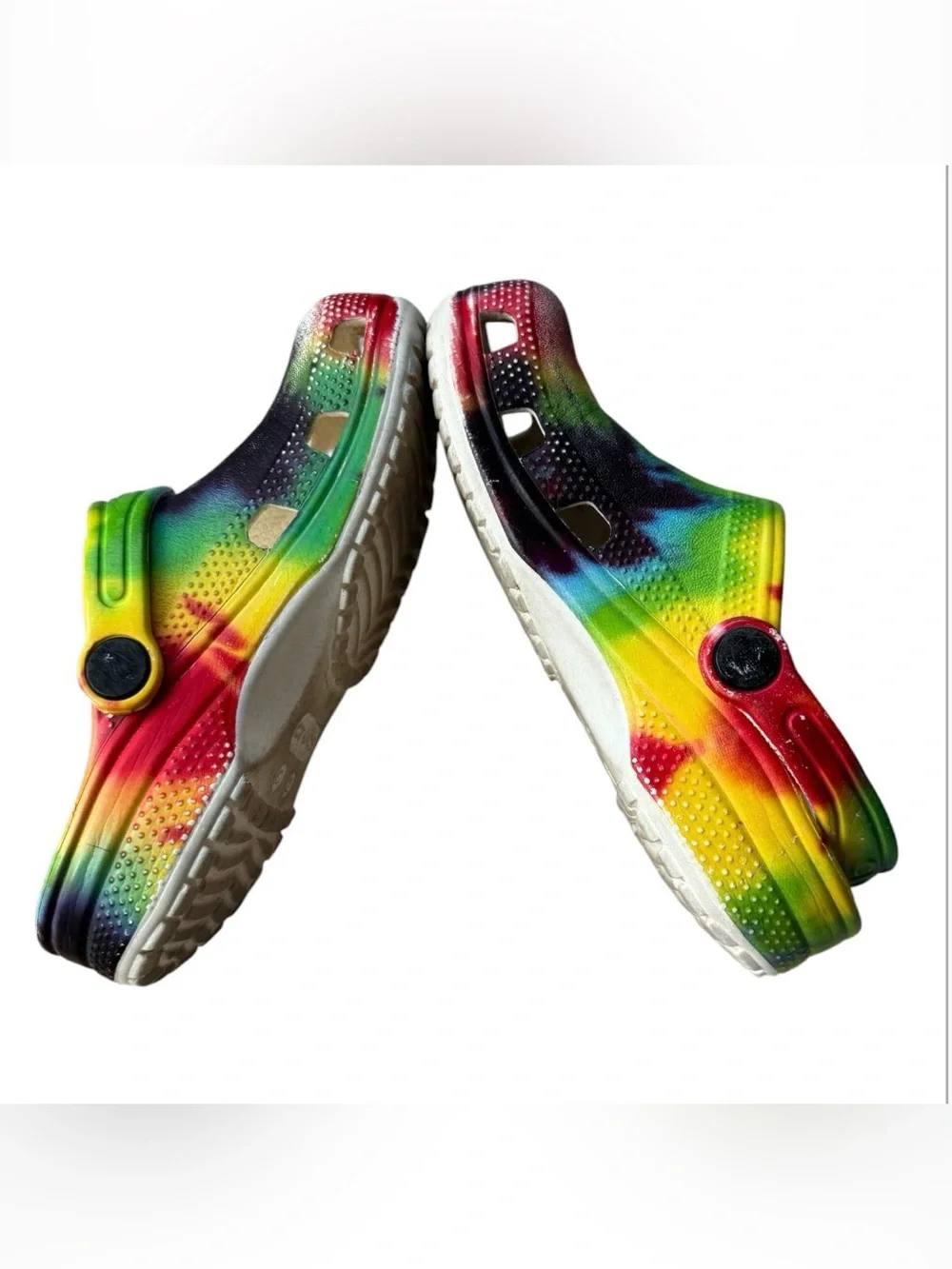 CROCS Kids Tie-Dye Clog Sandals - Red, Yellow, Green, Blue, Purple size 12